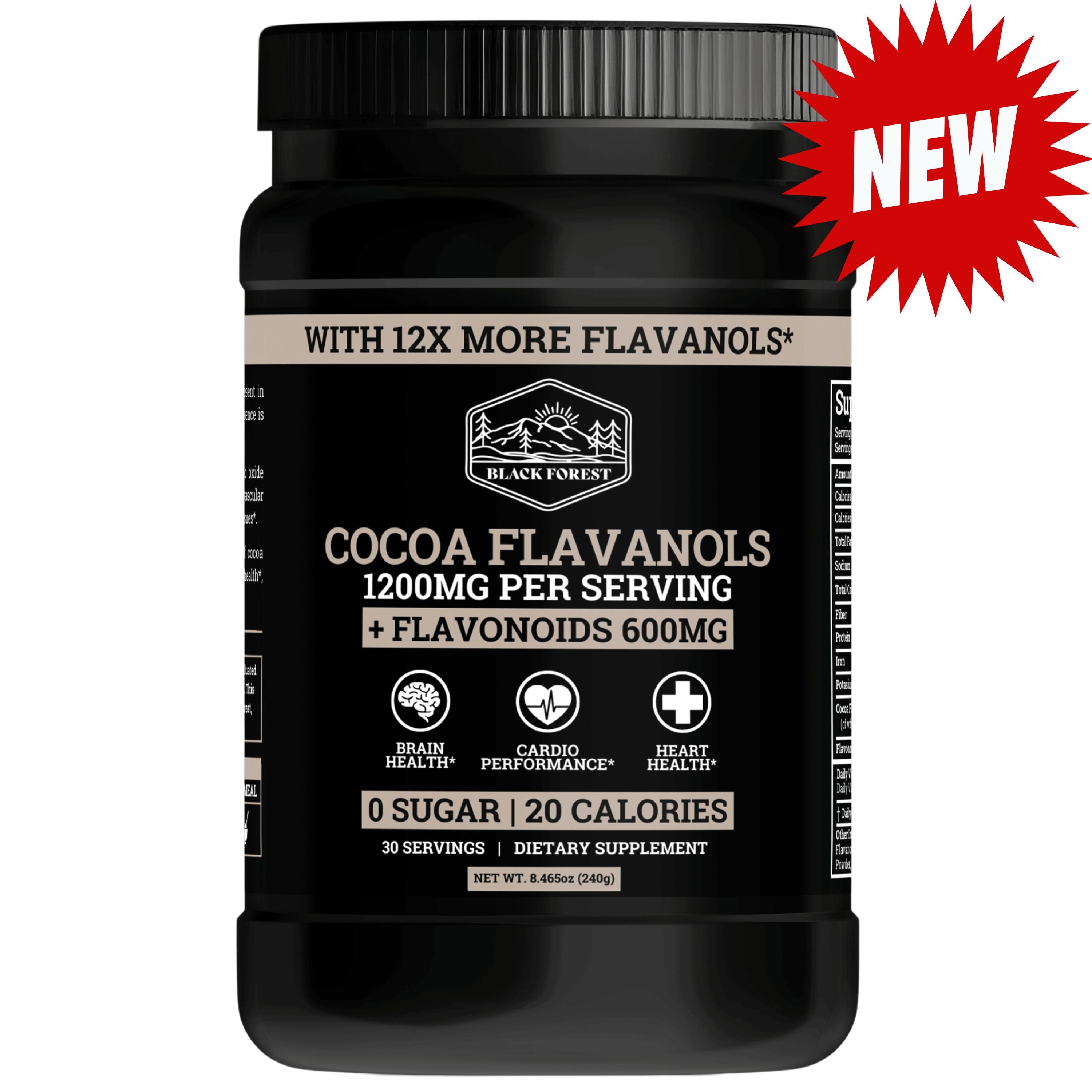Supercharged Cocoa Flavanols 1950MG 12X Potency Black Forest
