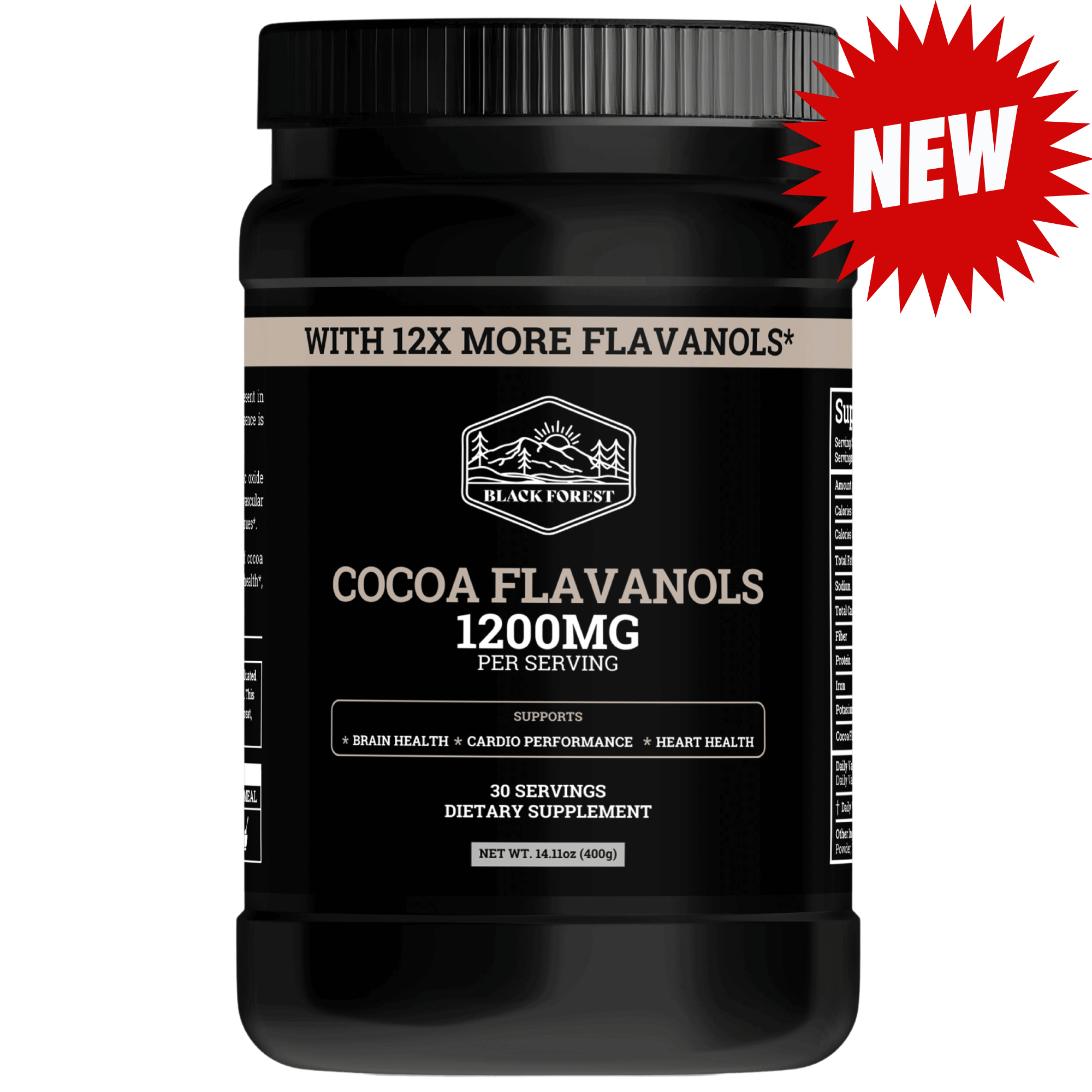 Cocoa Flavanols 1200MG 12X Stronger than Regular Cocoa Black Forest