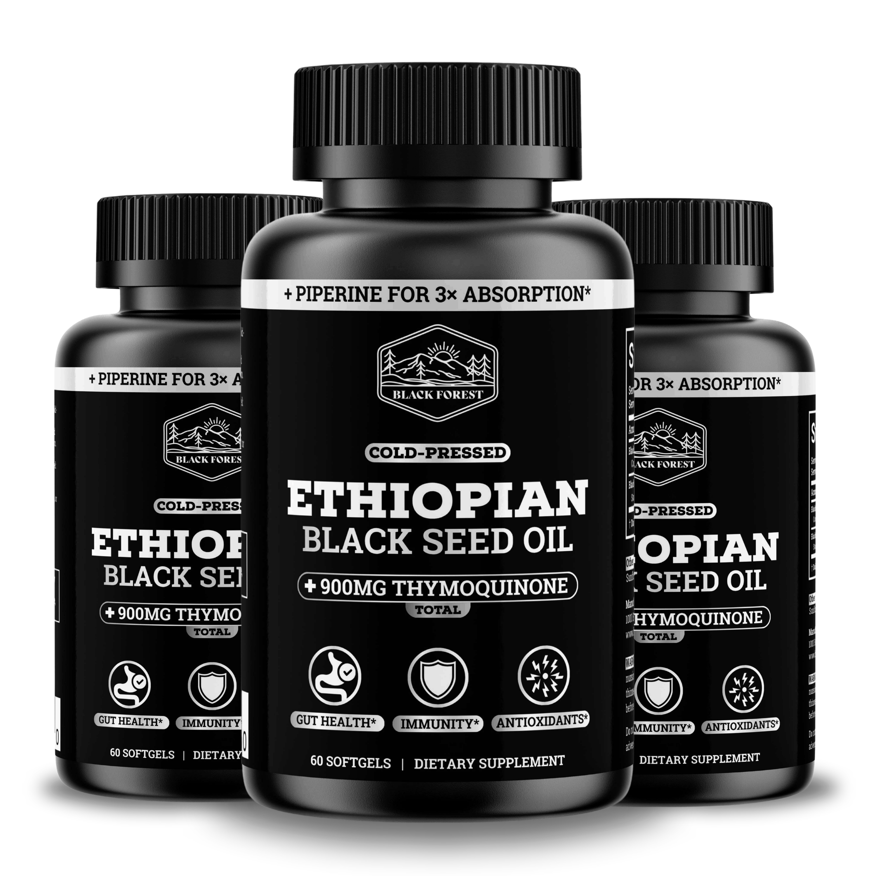 3 Bottles of Ethiopian Black Seed Oil 1000MG Softgels